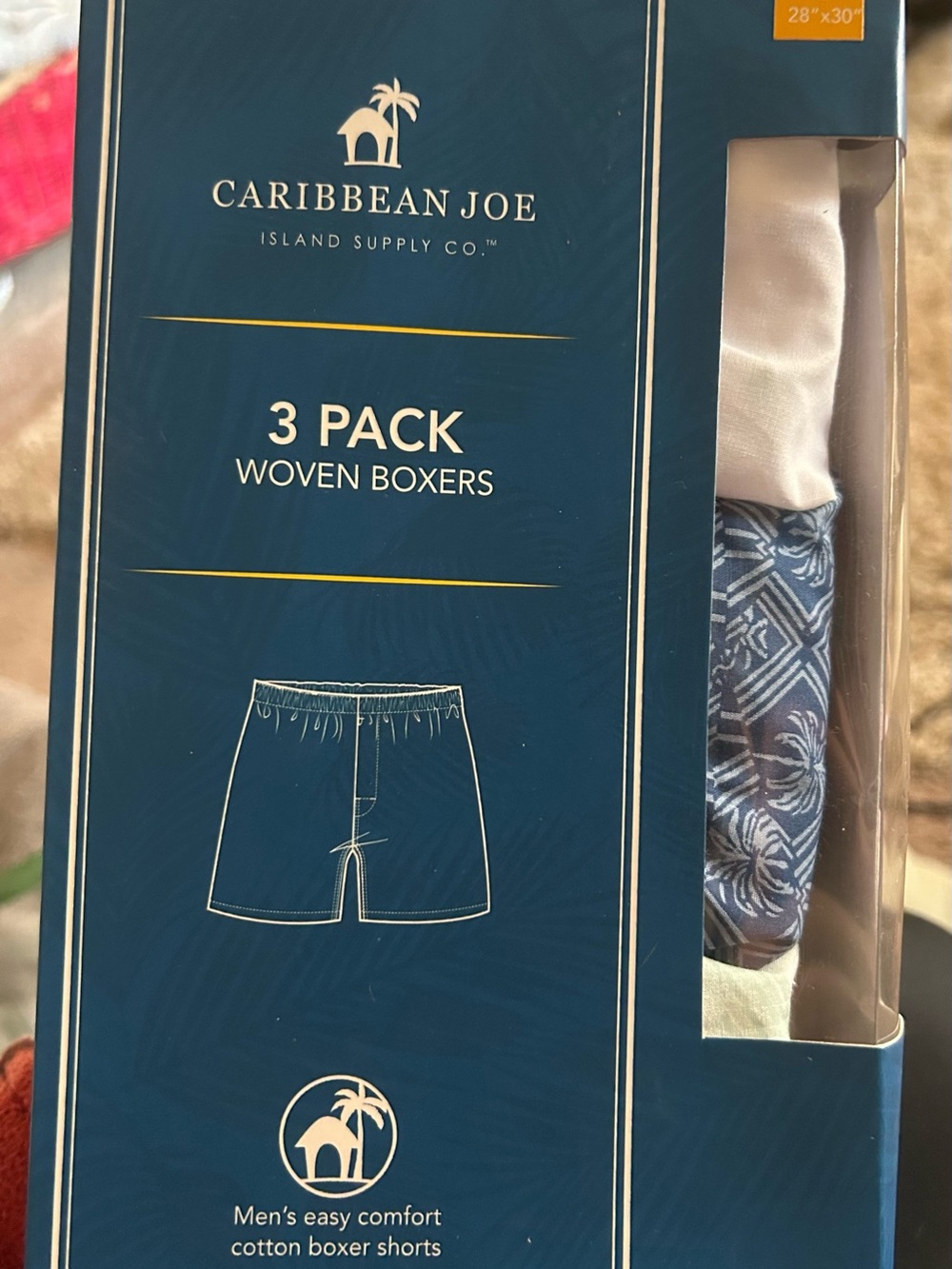 Caribbean Joe Navy & Cream 3-Pack Woven Boxers